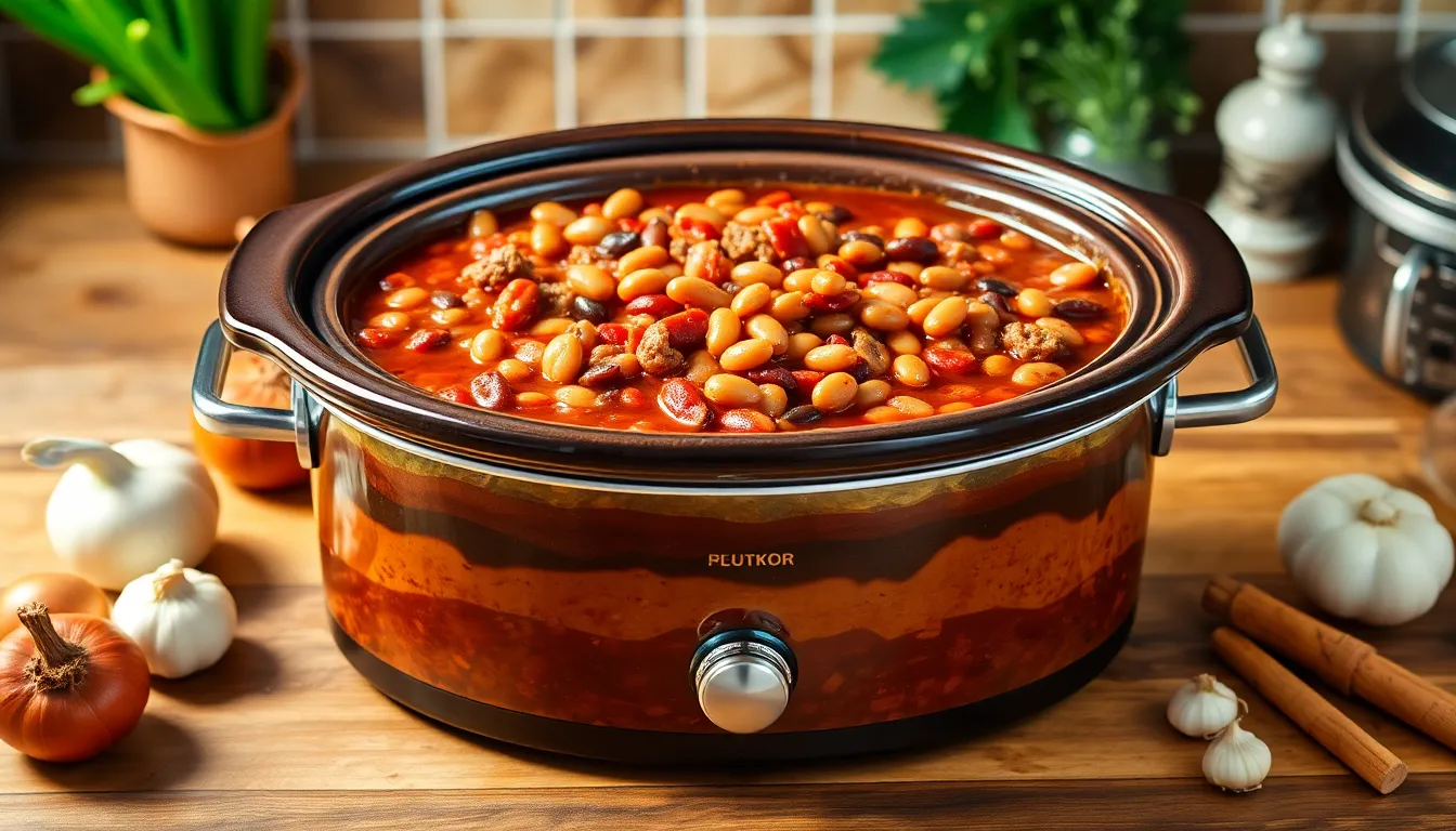 Easy Crockpot Baked Beans with Ground Beef Recipe (One-Pot Comfort Food) 4 Easy Crockpot Baked Beans with Ground Beef Recipe (One-Pot Comfort Food) 3