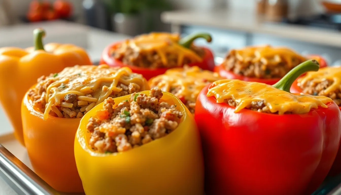 Easy Stuffed Bell Peppers with Ground Beef Recipe (Ready in 40 Minutes!) 8 Easy Stuffed Bell Peppers with Ground Beef Recipe (Ready in 40 Minutes!) 7