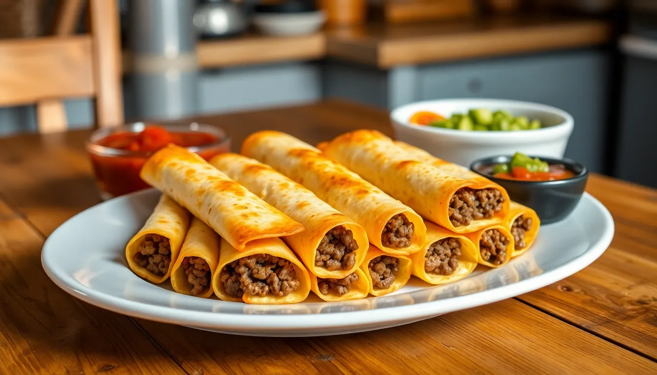 Easy Ground Beef Taquitos Recipe - Crispy Homemade Mexican Rolls in 30 Minutes 10 Easy Ground Beef Taquitos Recipe - Crispy Homemade Mexican Rolls in 30 Minutes 9