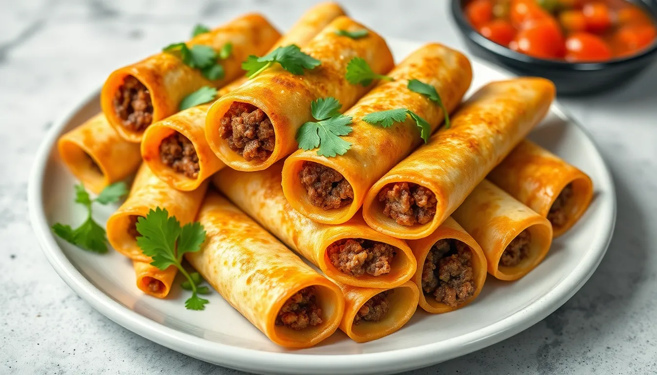 Easy Ground Beef Taquitos Recipe - Crispy Homemade Mexican Rolls in 30 Minutes 12 Easy Ground Beef Taquitos Recipe - Crispy Homemade Mexican Rolls in 30 Minutes 11