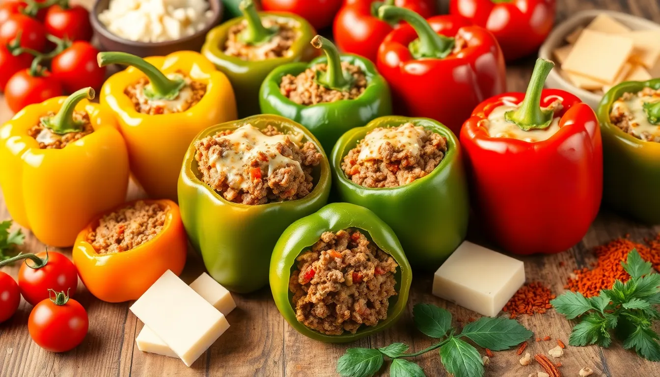 Easy Stuffed Bell Peppers with Ground Beef Recipe (Ready in 40 Minutes!) 12 Easy Stuffed Bell Peppers with Ground Beef Recipe (Ready in 40 Minutes!) 11