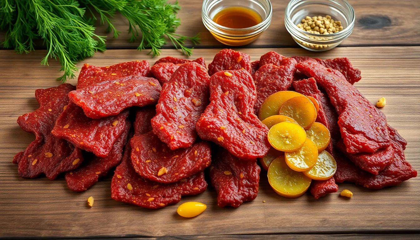 Easy Dill Pickle Beef Jerky Recipe: Tangy Homemade Snack in 8 Hours 14 Easy Dill Pickle Beef Jerky Recipe: Tangy Homemade Snack in 8 Hours 13