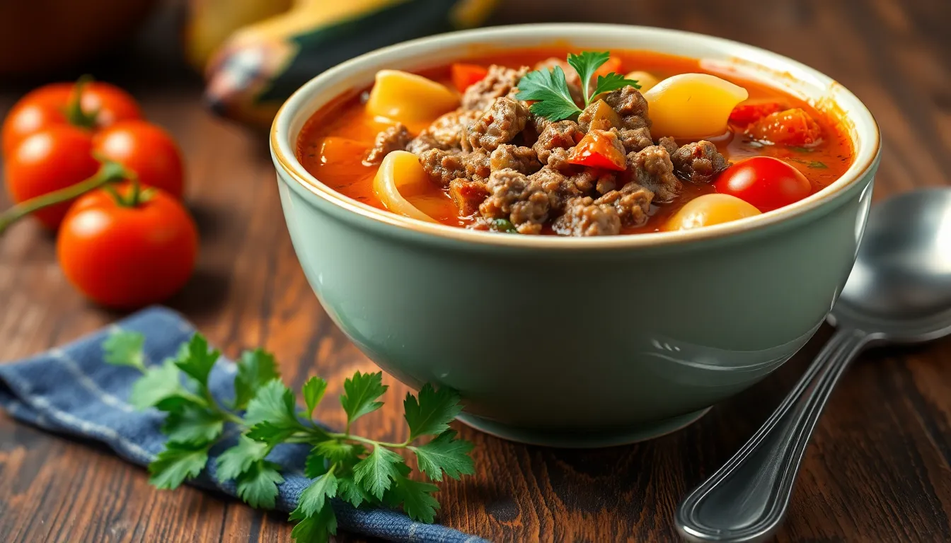 Hearty Minestrone Soup Recipe with Ground Beef - Easy One-Pot Italian Comfort Food 13