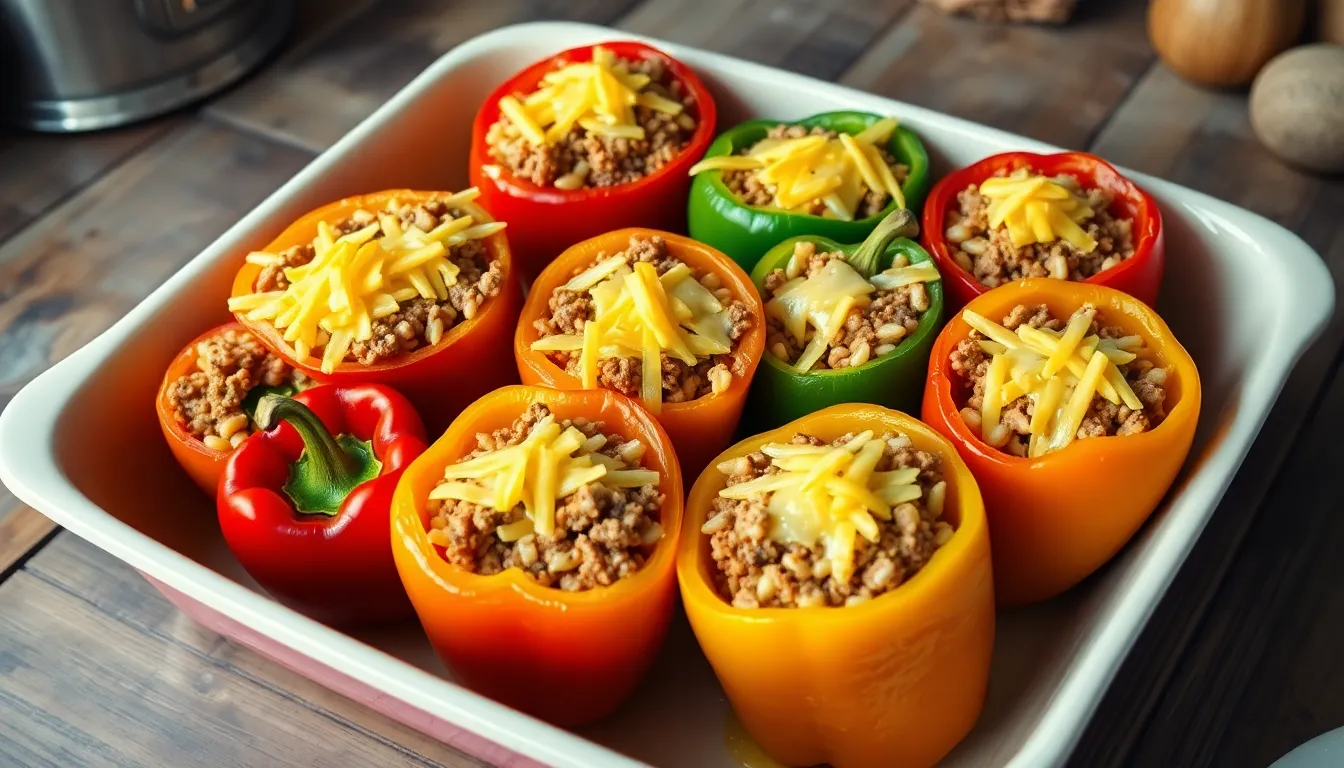 Easy Stuffed Bell Peppers with Ground Beef Recipe (Ready in 40 Minutes!) 14 Easy Stuffed Bell Peppers with Ground Beef Recipe (Ready in 40 Minutes!) 13
