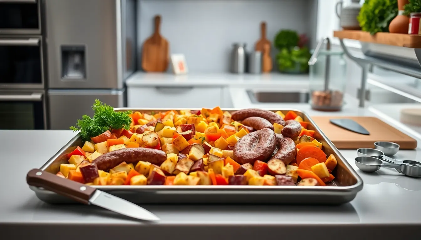 Easy Oven Roasted Smoked Sausage and Potatoes Recipe (30-Minute Sheet Pan Meal) 2 Easy Oven Roasted Smoked Sausage and Potatoes Recipe (30-Minute Sheet Pan Meal) 1