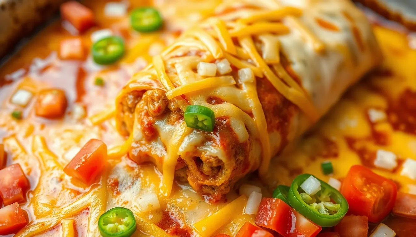 Easy Wet Burrito Recipe with Ground Beef - Smothered in Enchilada Sauce 4 Easy Wet Burrito Recipe with Ground Beef - Smothered in Enchilada Sauce 3