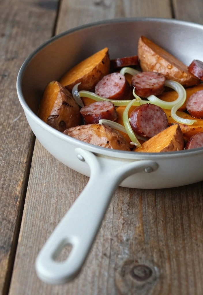 10 Healthy Sausage Recipes With Lighter Flavorful Twists 12 10 Healthy Sausage Recipes With Lighter Flavorful Twists - 2. Sweet Potato and Sausage Skillet