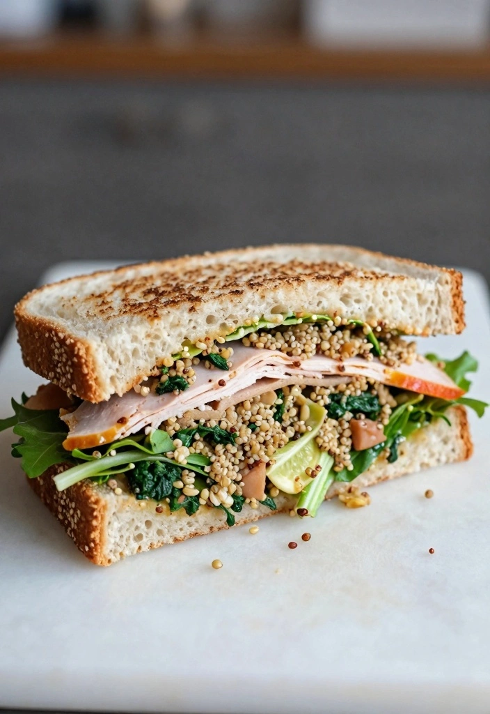 10 Turkey Sandwich Meat Recipes for Easy Tasty Lunches 96 10 Turkey Sandwich Meat Recipes for Easy Tasty Lunches - 10. Turkey and Spinach Quinoa Salad Sandwich