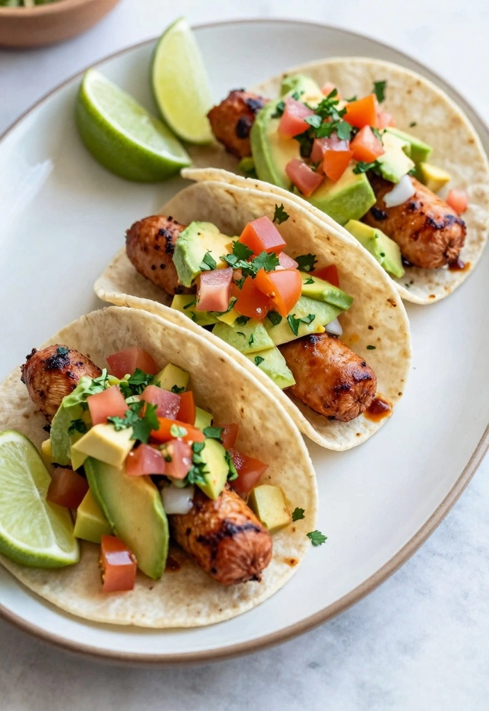 12 Chicken Sausage Recipes for Light Flavorful Dinners 65 12 Chicken Sausage Recipes for Light Flavorful Dinners - 7. Chicken Sausage Tacos with Avocado Salsa