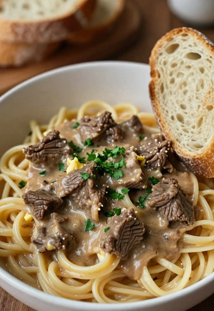 12 Crock Pot Ground Beef Recipes for Easy Rich Slow Cooked Meals 4. Beef Stroganoff