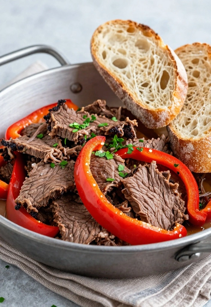 12 Crock Pot Ground Beef Recipes for Easy Rich Slow Cooked Meals 5. Italian Beef and Peppers