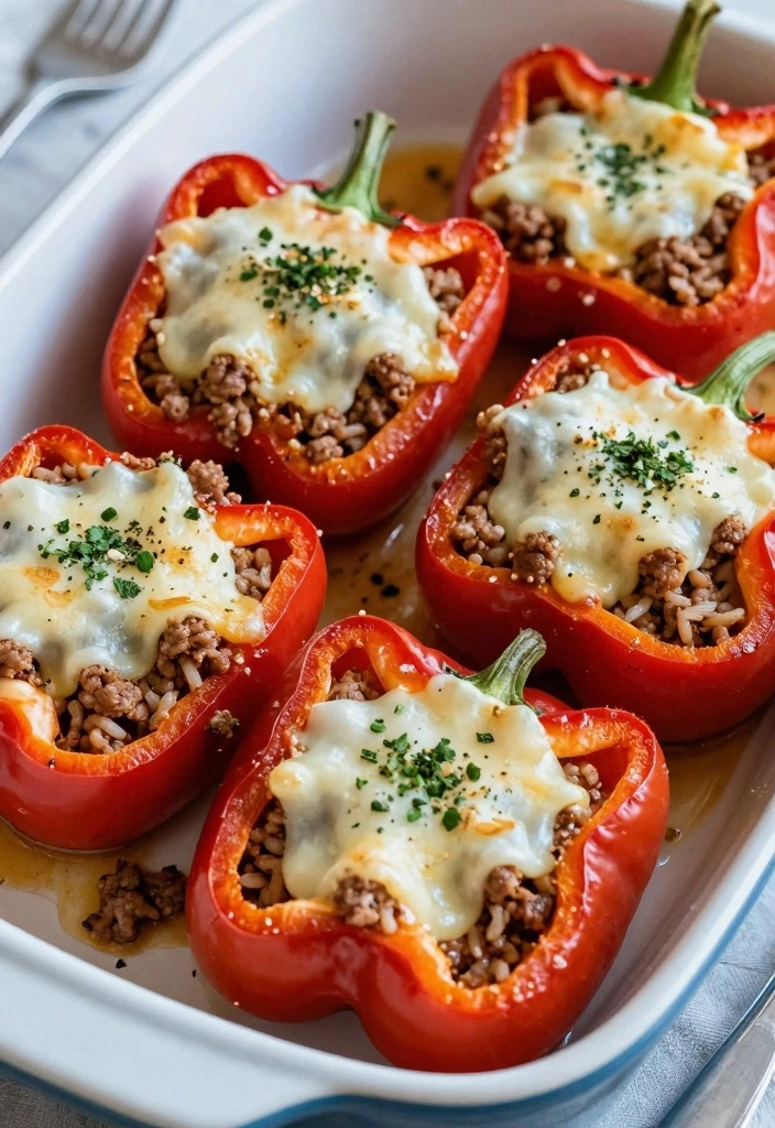 12 Ground Pork Recipes for Quick Savory Dinners 2. Cheesy Ground Pork Stuffed Peppers