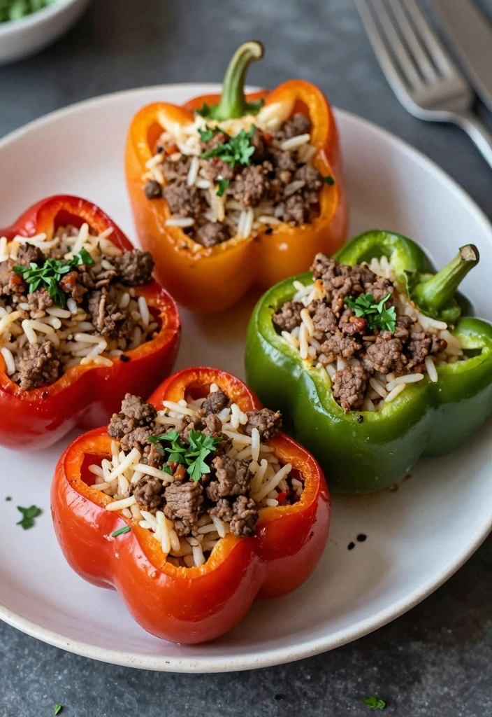 12 One Pound Ground Beef Recipes for Fast Flexible Cooking 67 12 One Pound Ground Beef Recipes for Fast Flexible Cooking - 7. Beef Stuffed Bell Peppers