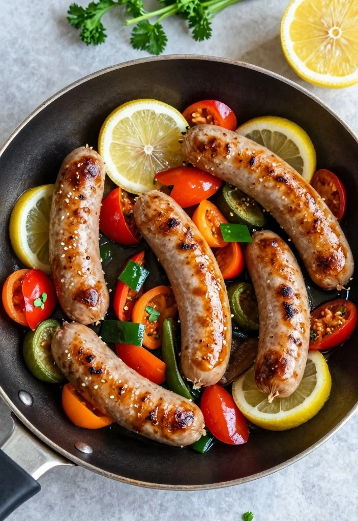 14 Sausage Recipes for Hearty Quick Weeknight Meals 1 14 Sausage Recipes for Hearty Quick Weeknight Meals - 1. One-Pan Lemon Garlic Sausage and Veggies