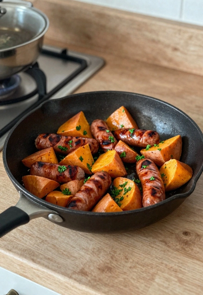 14 Sausage Recipes for Hearty Quick Weeknight Meals 67 14 Sausage Recipes for Hearty Quick Weeknight Meals - 7. Sausage and Sweet Potato Skillet