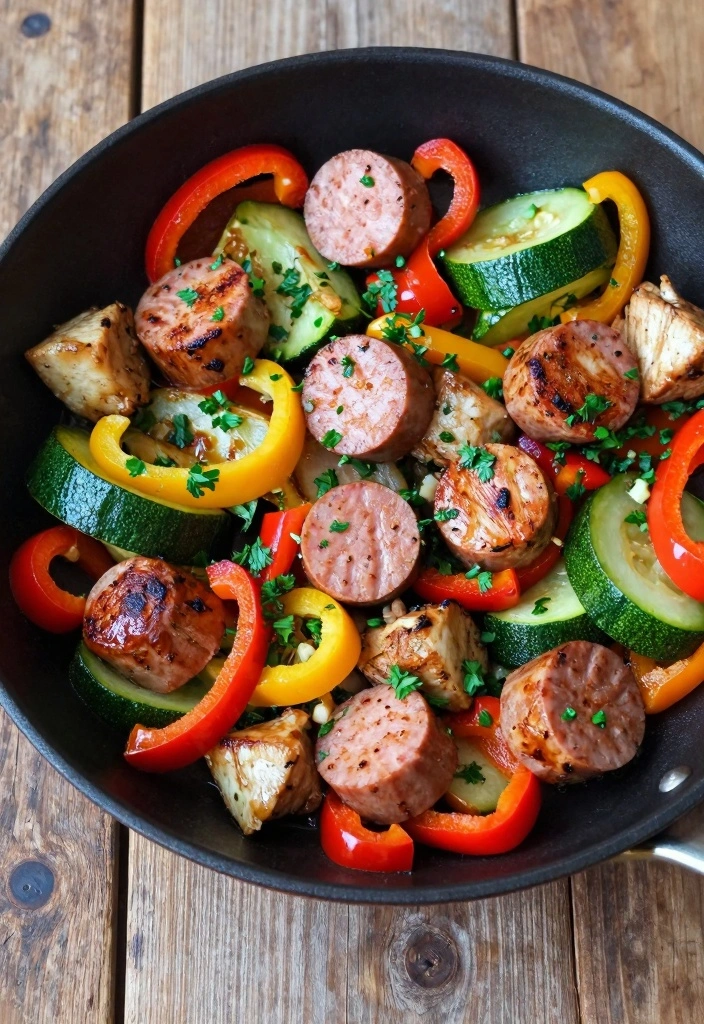 9 Apple Chicken Sausage Recipes for Sweet Savory Easy Dinners 1 9 Apple Chicken Sausage Recipes for Sweet Savory Easy Dinners - 1. Apple Chicken Sausage Skillet with Veggies