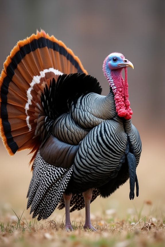 gobbling strutting tail fanning display dominance