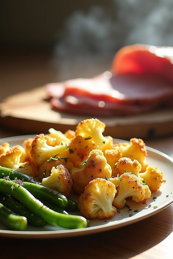 parmesan roasted cauliflower green beans