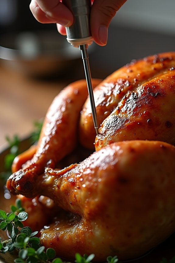 Where to Put a Thermometer in a Turkey for Accurate Readings in 10 Steps 3 probe tip in thickest thigh meat