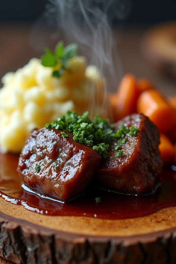 silky beef cheeks with sides