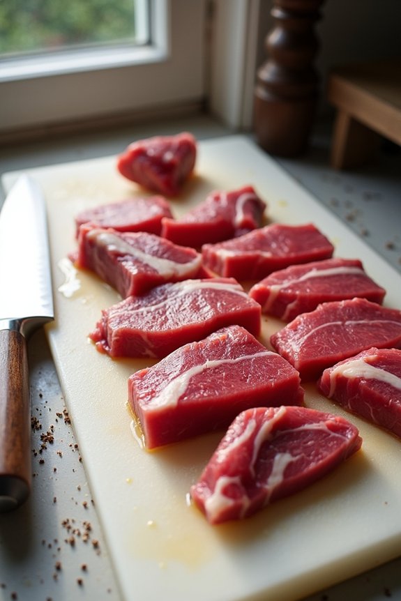 trimmed beef cheeks seasoned generously