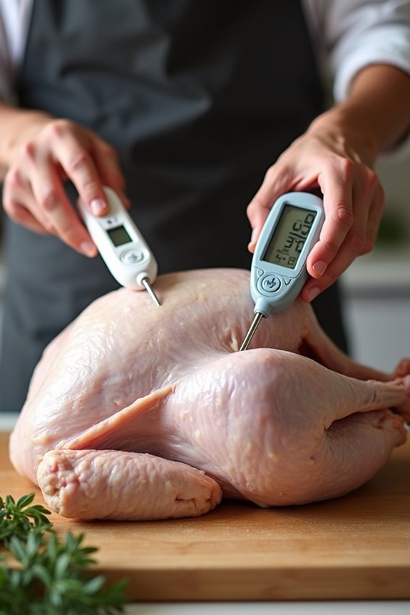 Where to Put a Thermometer in a Turkey for Accurate Readings in 10 Steps 1 two thermometers for turkey doneness