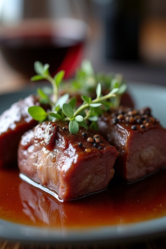 wine aromatics and beef cheeks